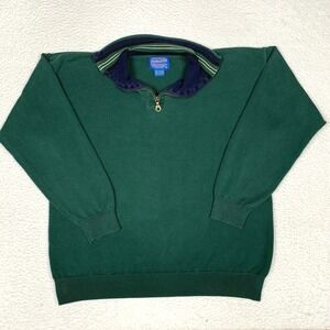 Vintage Pendleton 1/4 Zip Pullover Sweater Mens Large 100% Cotton Knit 90s Green